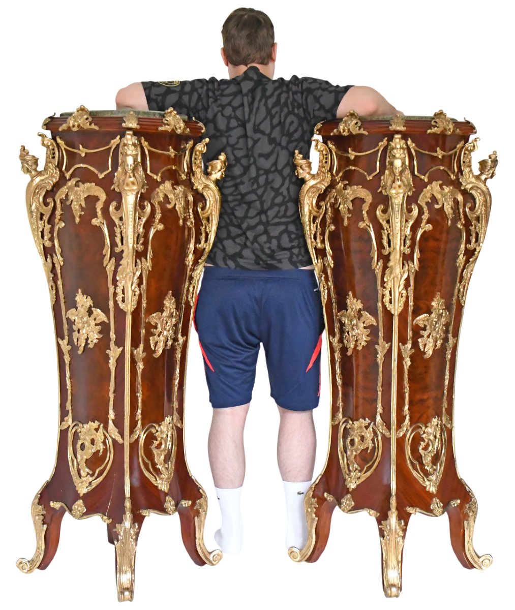 Paire d'importants piédestal de style Louis XV -photo-8