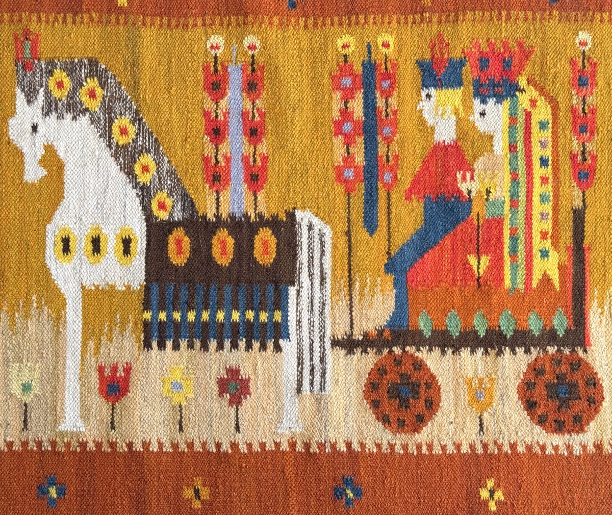 Tapisserie vintage polonaise "Wesele" (Le Mariage) conçu par l'artiste Maria Domanska-photo-3