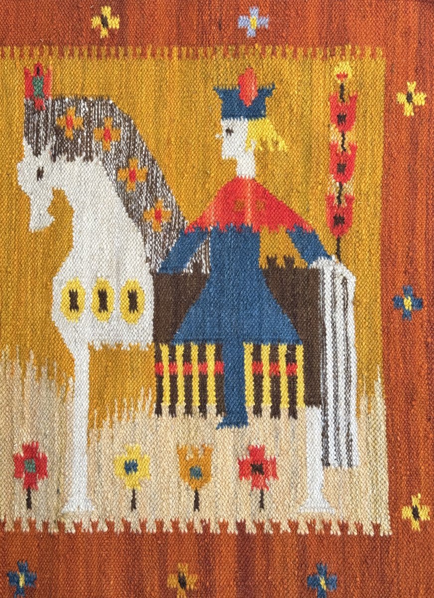 Tapisserie vintage polonaise "Wesele" (Le Mariage) conçu par l'artiste Maria Domanska-photo-4