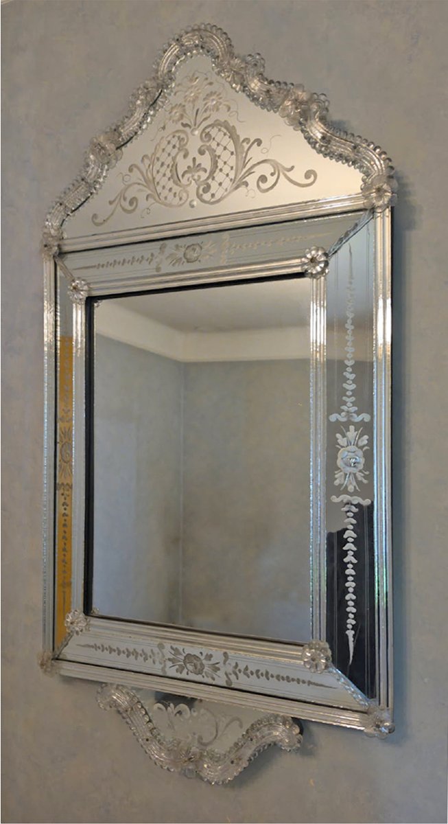 Miroir mural rectangulaire vénitien en verre de Murano-photo-4