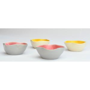 Suite Of 4 Cups Or Vide-pockets In Ceramic By Keramos Sèvres - René Hénon