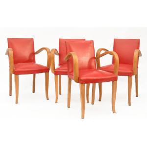 Suite Of 4 Bridge Armchairs With Armrests From The 1950s