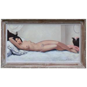 Dobrosky (xxth) Lying Nude Oil On Canvas