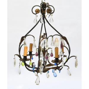 Iron Chandelier With Multi-colored Tassels