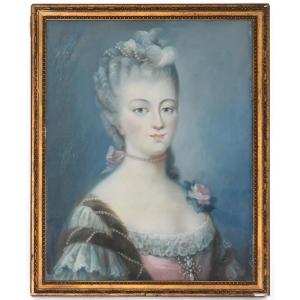 Pastel Portrait Of A Lady With A Pearl Necklace 