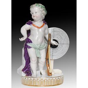Porcelain Statuette Of Meissen Putti Hunter, Model G5