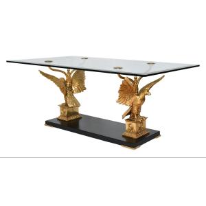 Table basse aux aigles en bronze et laiton doré