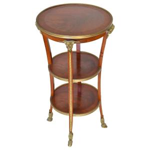 Pedestal Table In Rosewood Veneer And Gilt Bronze Ornamentation With Rams' Heads