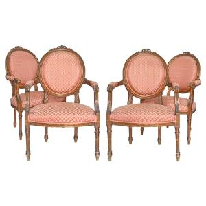 Set Of 4 Louis XVI Style Cabriolet Armchairs  