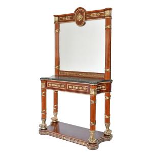 Console surmontée d'un miroir de style Empire 
