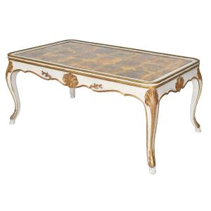 Louis XV Style Coffee Table With An Eglomisé Glass Top