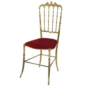 Chaise Chiavari vintage en laiton doré style Hollywood Regency 
