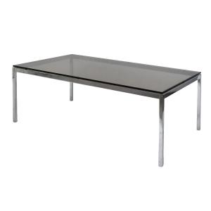 Table basse en acier chromé et verre par Florence Knoll