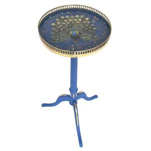 Louis XVI Style Pedestal Table With Peacock Design