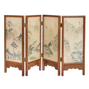 Paravent de table de style Byobu à décor de paysages montagneux