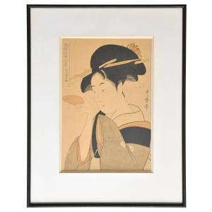 Toyokuni III Utagawa (1786–1865) “geisha” Oban Tate-e Woodblock Print