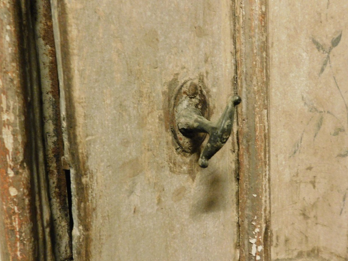 Ancienne Porte Laquée Et Argentée, Peinte Et Complète Avec Cadre, Du XVIIIe Siècle, Italie-photo-2