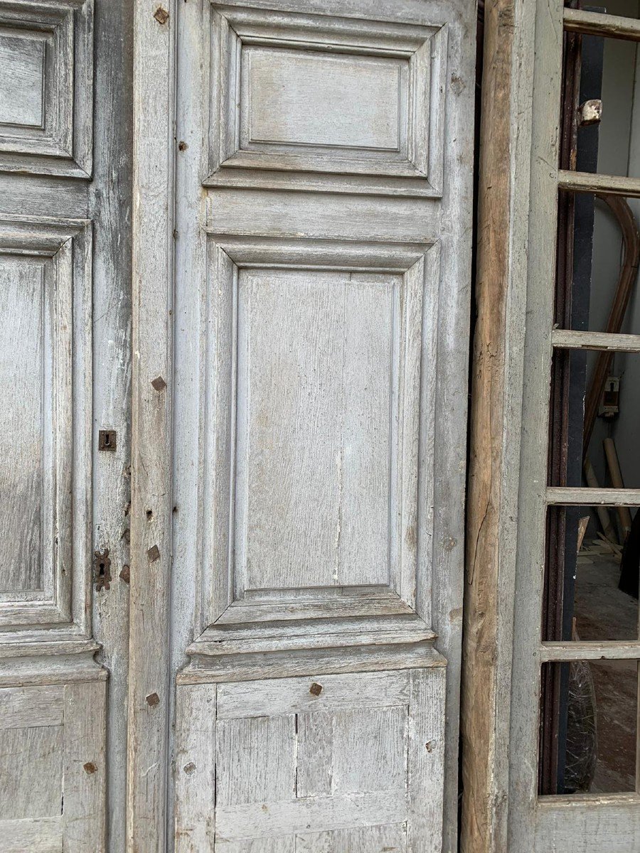 Vitrail Ancien, Façade De Magasin En Chêne Laqué, XIXe Siècle, France-photo-3