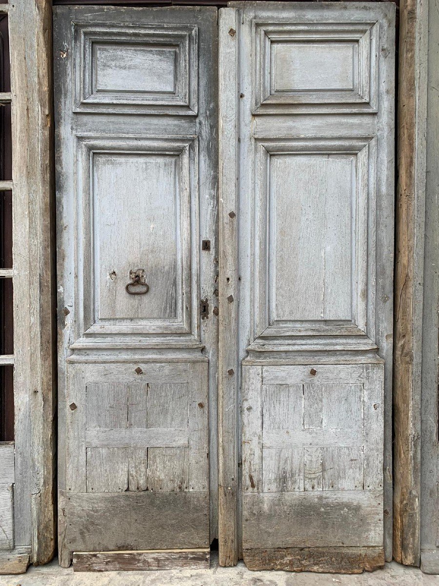 Vitrail Ancien, Façade De Magasin En Chêne Laqué, XIXe Siècle, France-photo-1