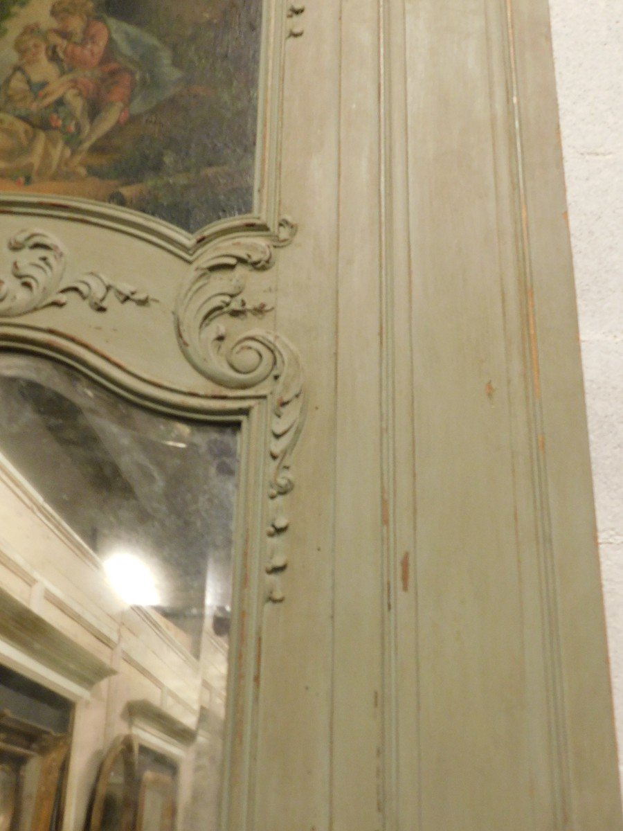 Miroir Ancien Laqué Avec Peinture, XIXe Siècle, Taille Cm L 125 X H 170-photo-2