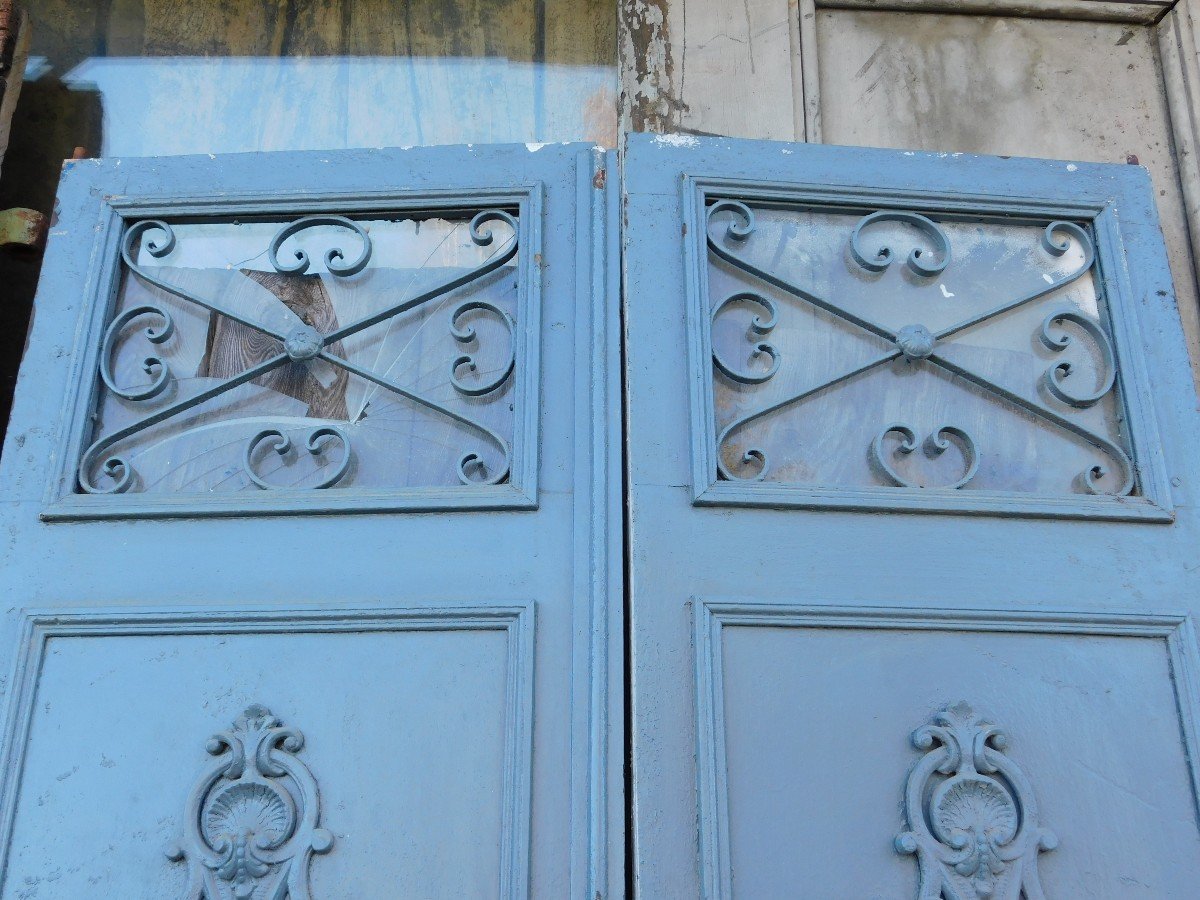 Ancienne Porte d'Entrée Ou d'Extérieur, En Fer Forgé à Deux Vantaux, Du XIXe Siècle, France-photo-3