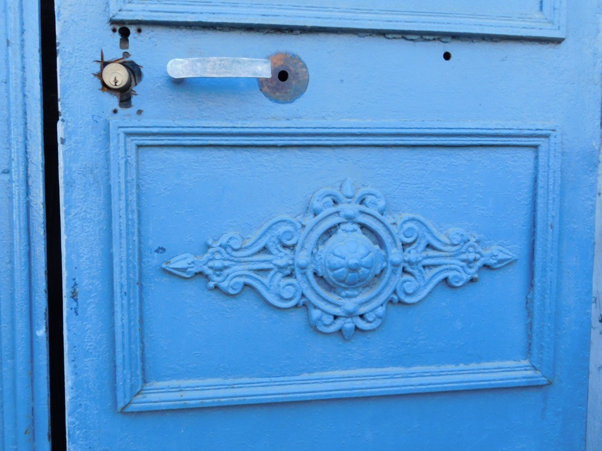 Ancienne Porte d'Entrée Ou d'Extérieur, En Fer Forgé à Deux Vantaux, Du XIXe Siècle, France-photo-4