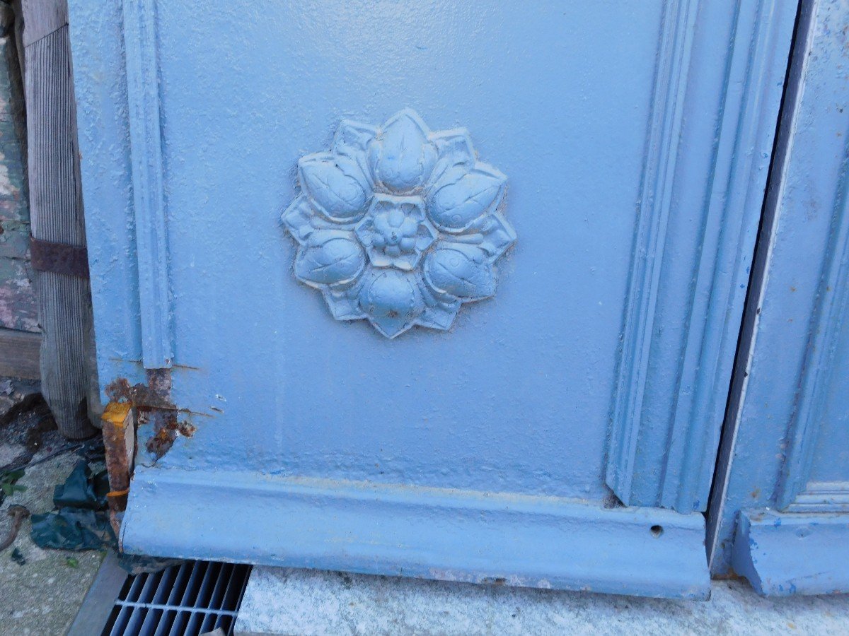 Ancienne Porte d'Entrée Ou d'Extérieur, En Fer Forgé à Deux Vantaux, Du XIXe Siècle, France-photo-2