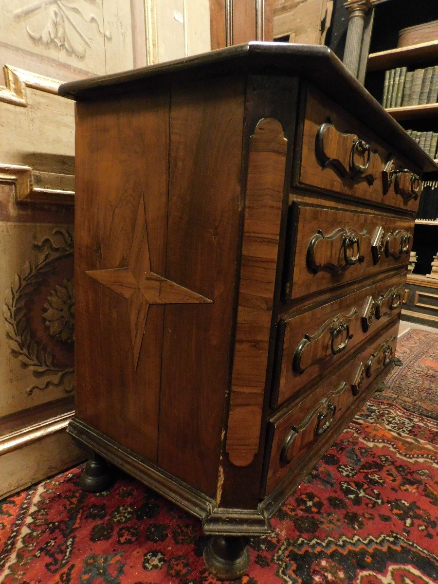 Commode Ancienne, Commode En Noyer Et Bruyère Marquetée, Italie Du XVIIIe Siècle-photo-1