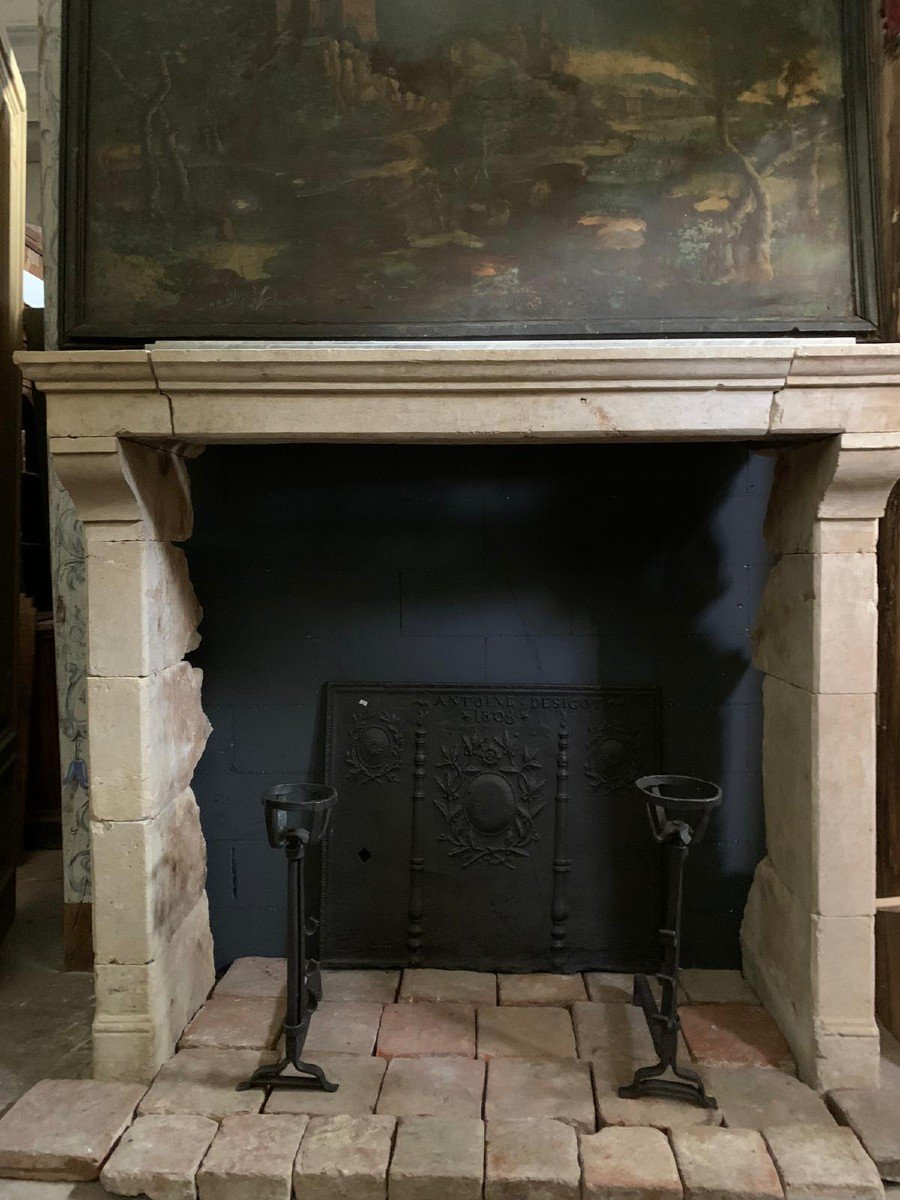 Manteau De Cheminée Ancien En Pierre De Trani, Provenance d'Italie Au XIXe Siècle-photo-2