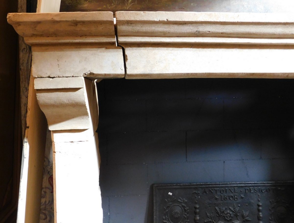 Manteau De Cheminée Ancien En Pierre De Trani, Provenance d'Italie Au XIXe Siècle-photo-1