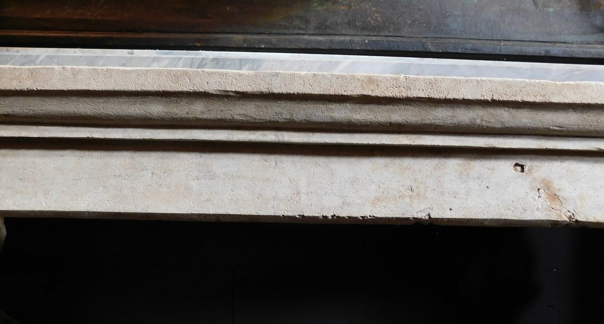 Manteau De Cheminée Ancien En Pierre De Trani, Provenance d'Italie Au XIXe Siècle-photo-2