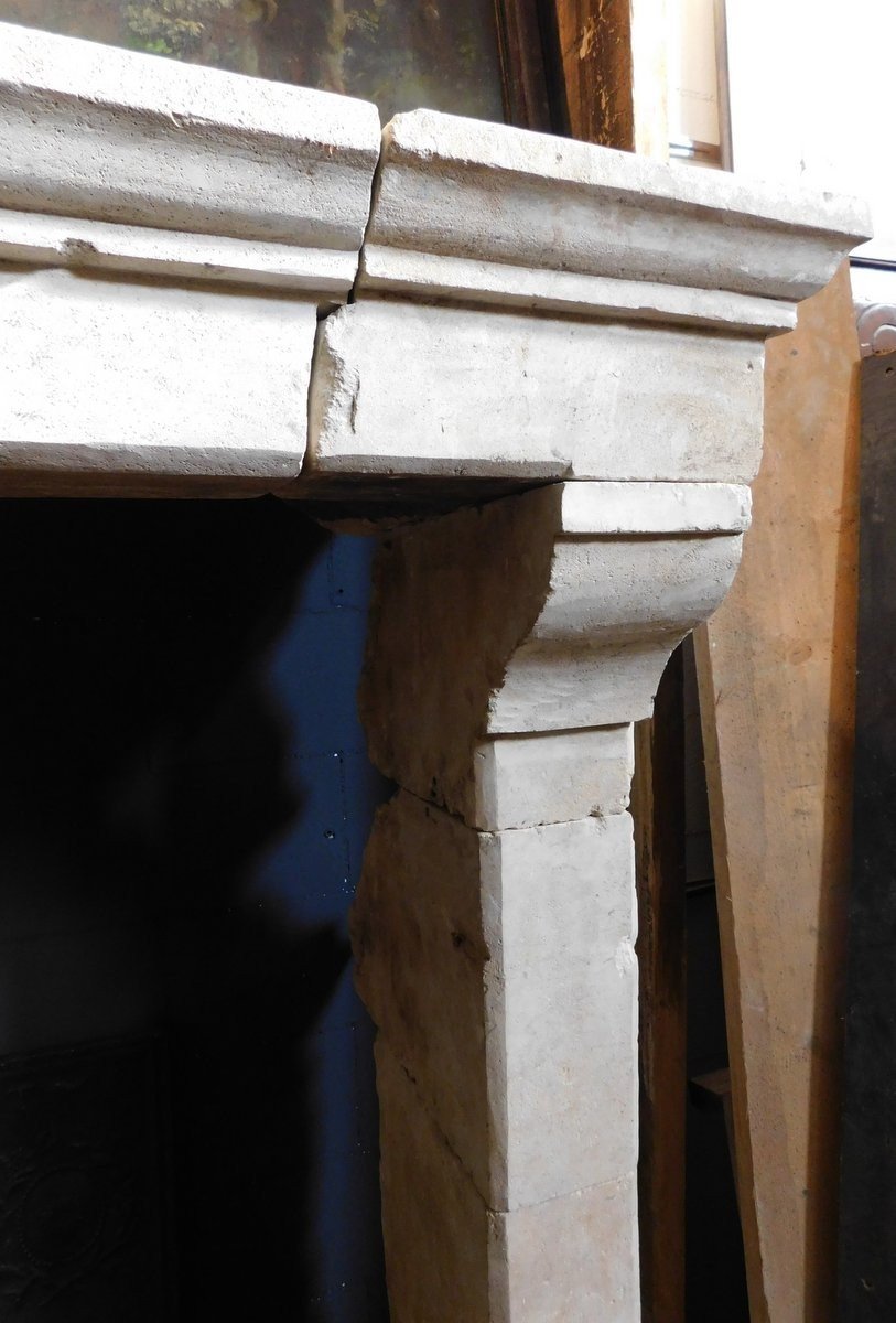 Manteau De Cheminée Ancien En Pierre De Trani, Provenance d'Italie Au XIXe Siècle-photo-3