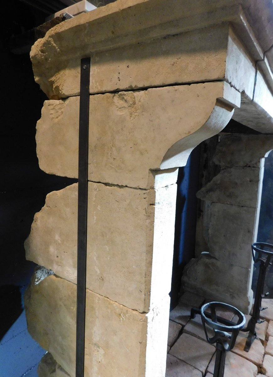 Manteau De Cheminée Ancien En Pierre De Trani, Provenance d'Italie Au XIXe Siècle-photo-4