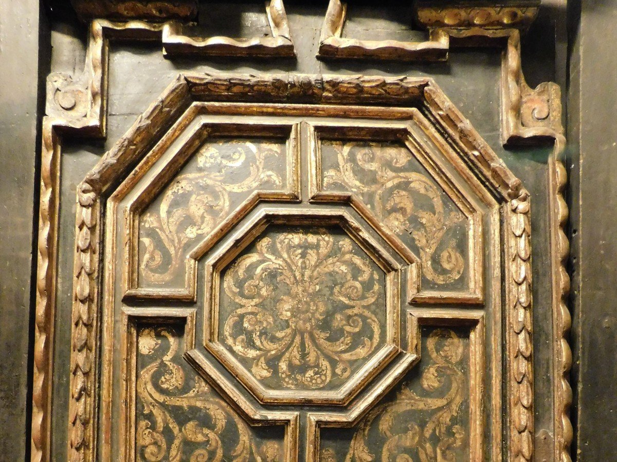 Pair Of Sculpted, Lacquered And Gilded Interior Doors, Original Frame, Florence-photo-3