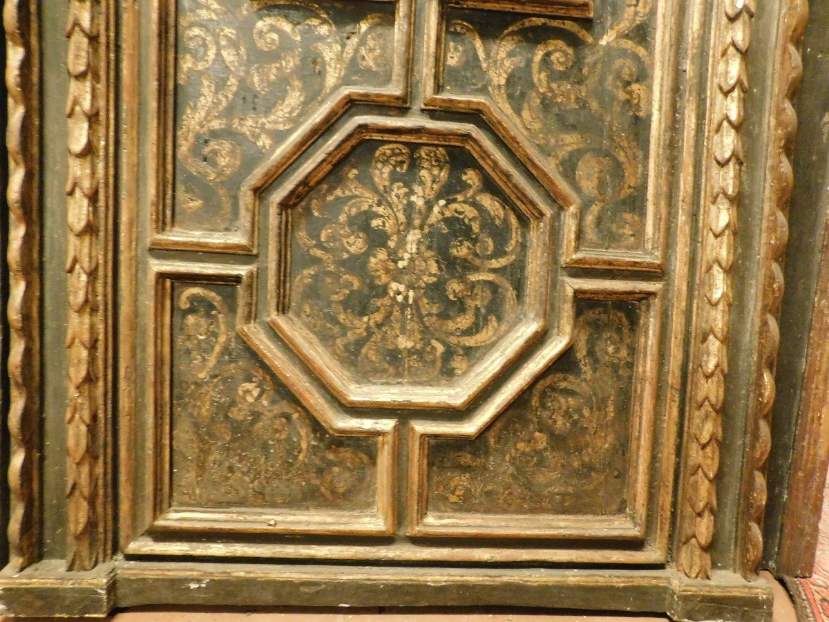 Pair Of Sculpted, Lacquered And Gilded Interior Doors, Original Frame, Florence-photo-4