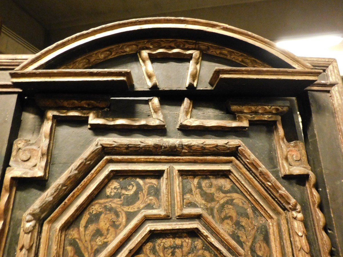Pair Of Sculpted, Lacquered And Gilded Interior Doors, Original Frame, Florence-photo-2