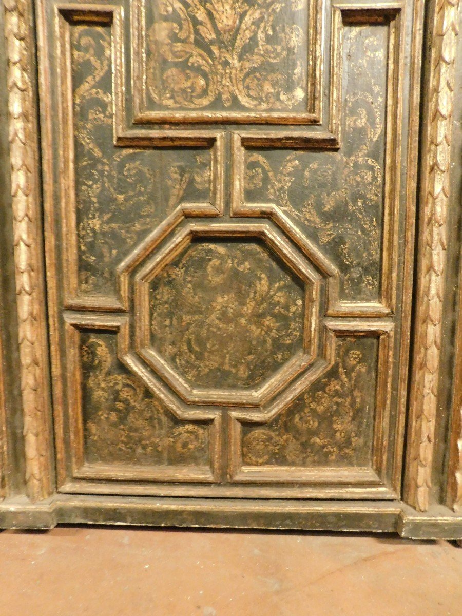 Pair Of Sculpted, Lacquered And Gilded Interior Doors, Original Frame, Florence-photo-5