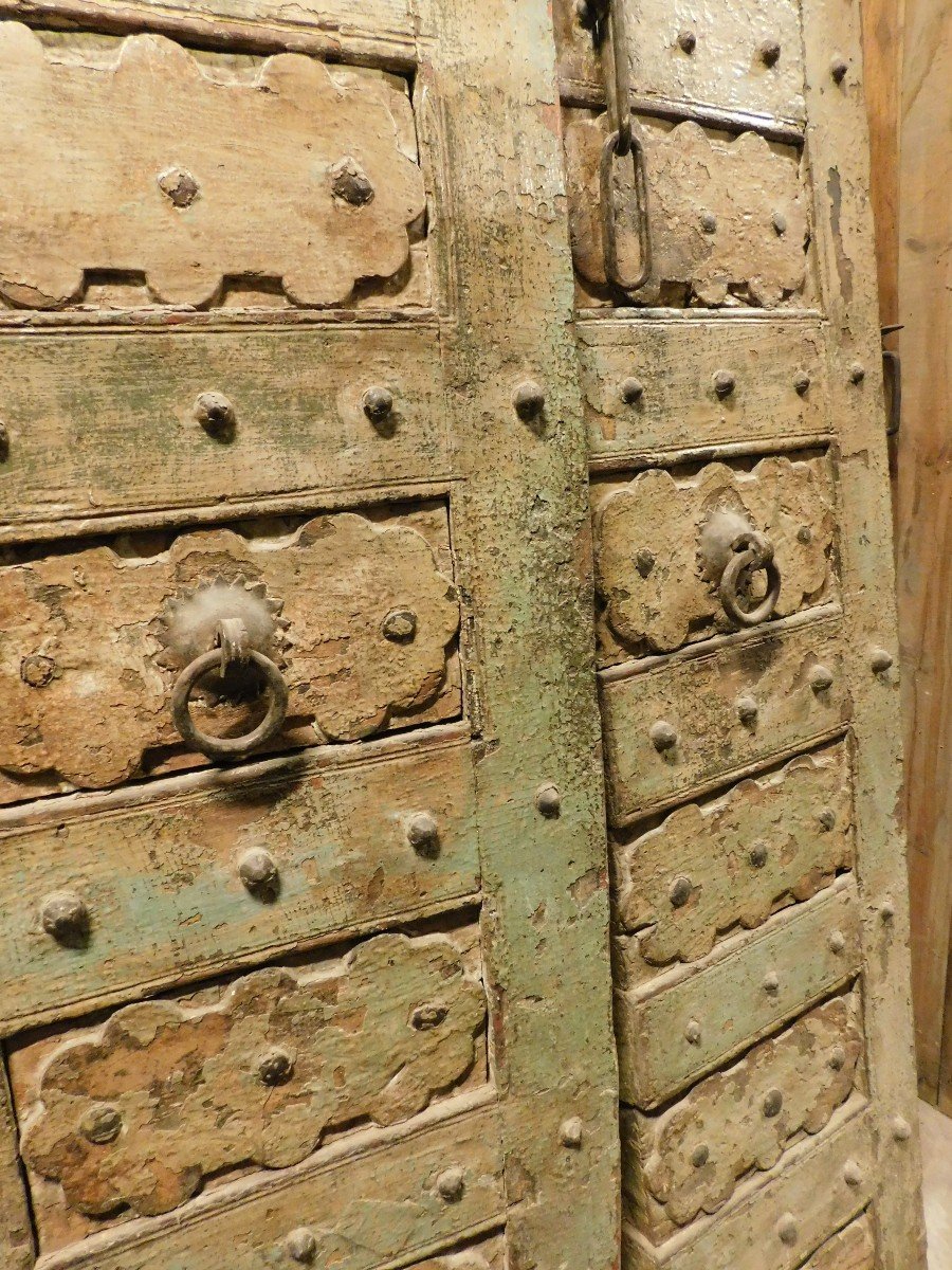 Ethnic Entrance Door, Carved And Lacquered With Irons, India-photo-2