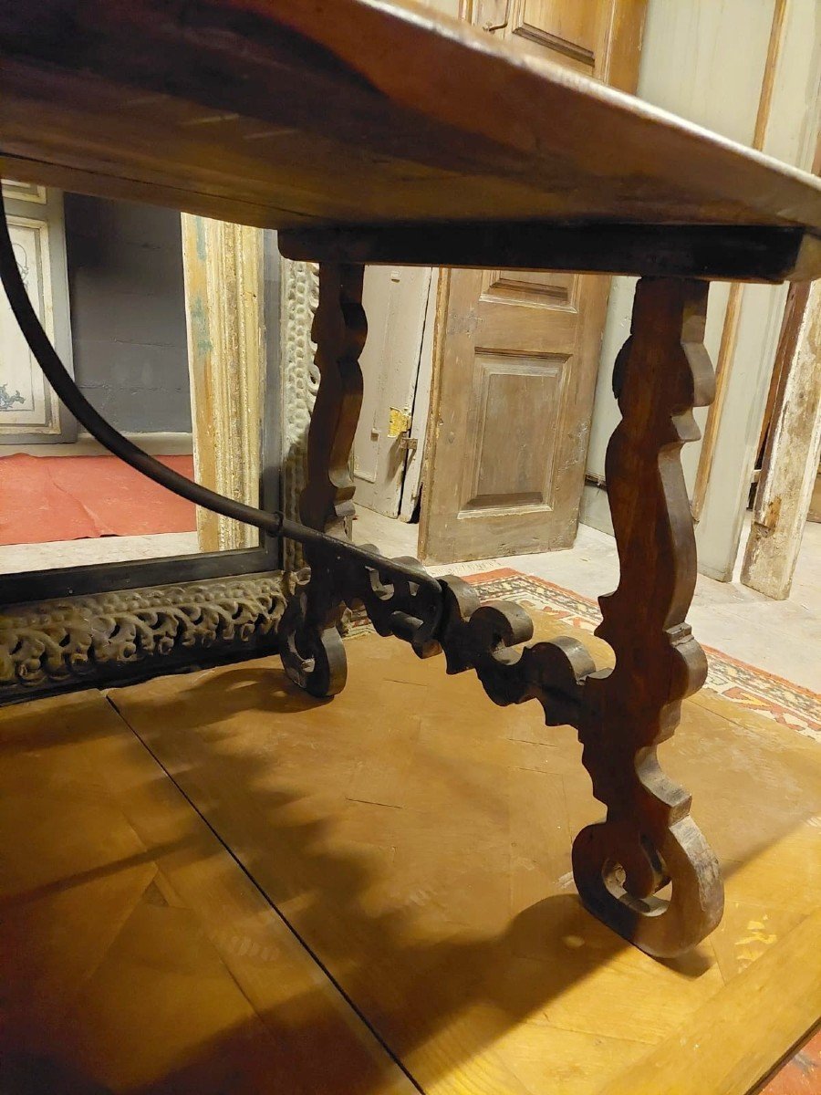 Old Fratino Table In Walnut, Wavy Legs, Italy-photo-1