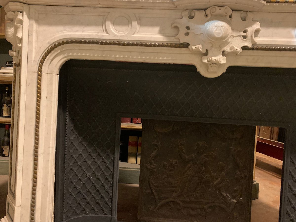 Marble Fireplace, Umbertine Style, 19th Century-photo-2