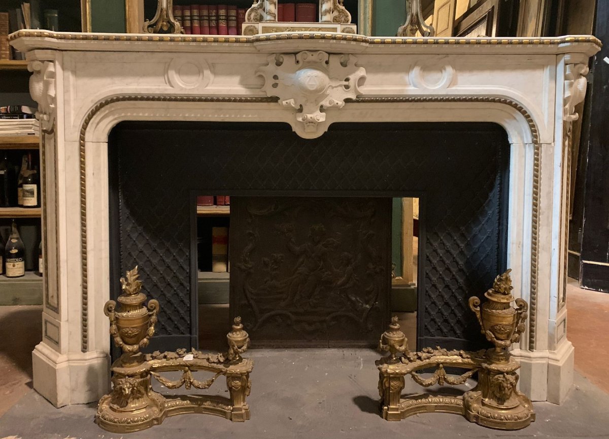 Marble Fireplace, Umbertine Style, 19th Century-photo-3