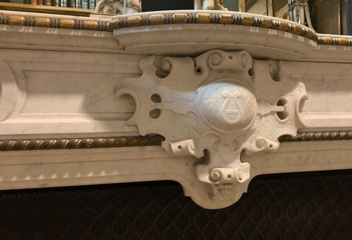 Marble Fireplace, Umbertine Style, 19th Century-photo-4