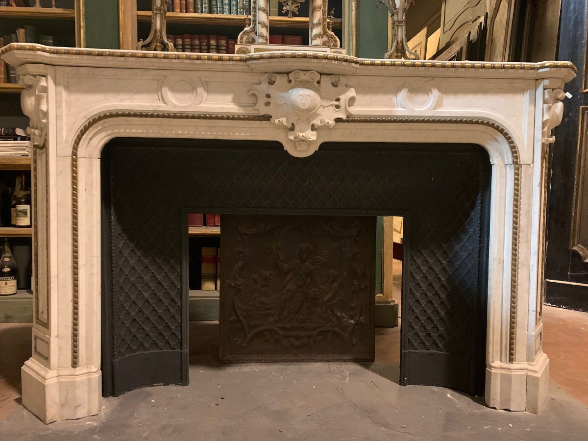 Marble Fireplace, Umbertine Style, 19th Century