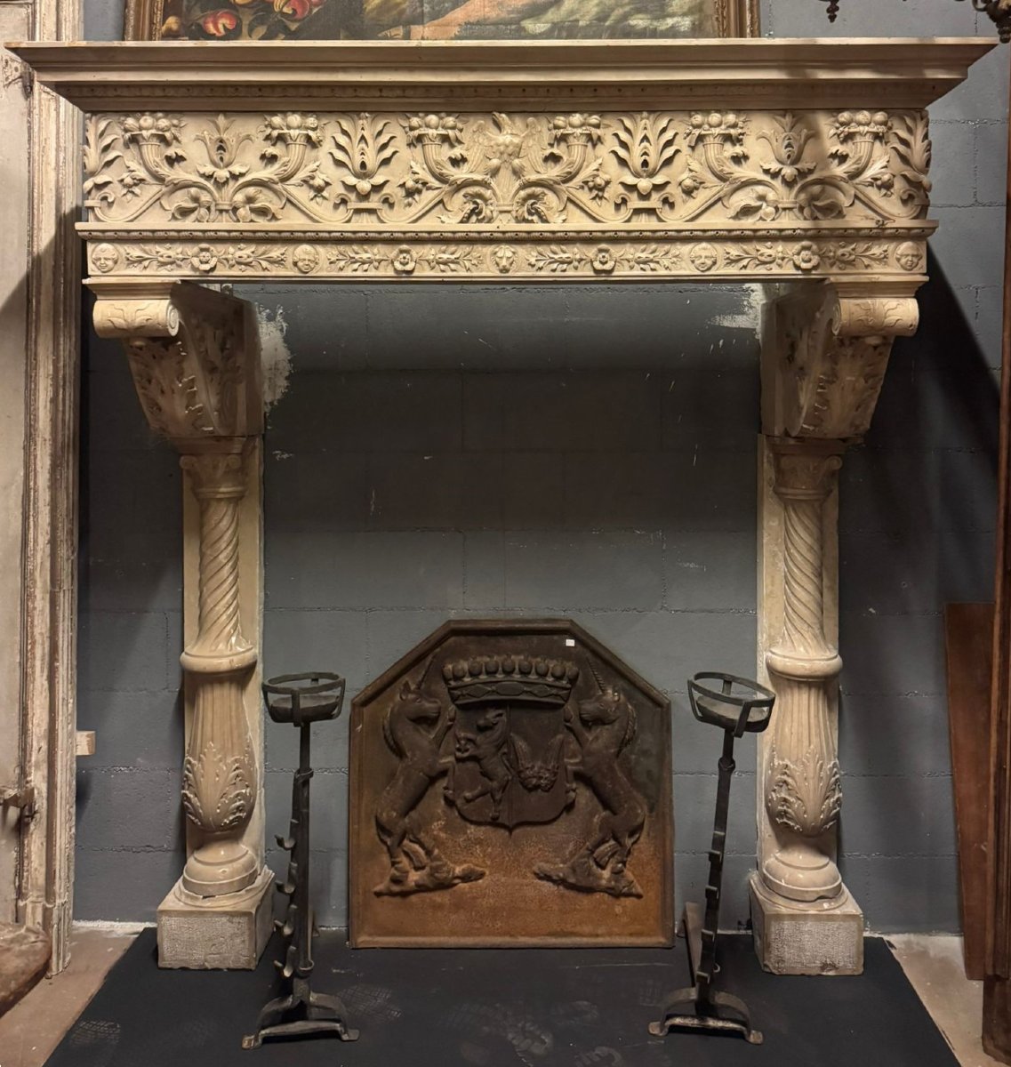 Eclectic Marble Fireplace, 19th Century