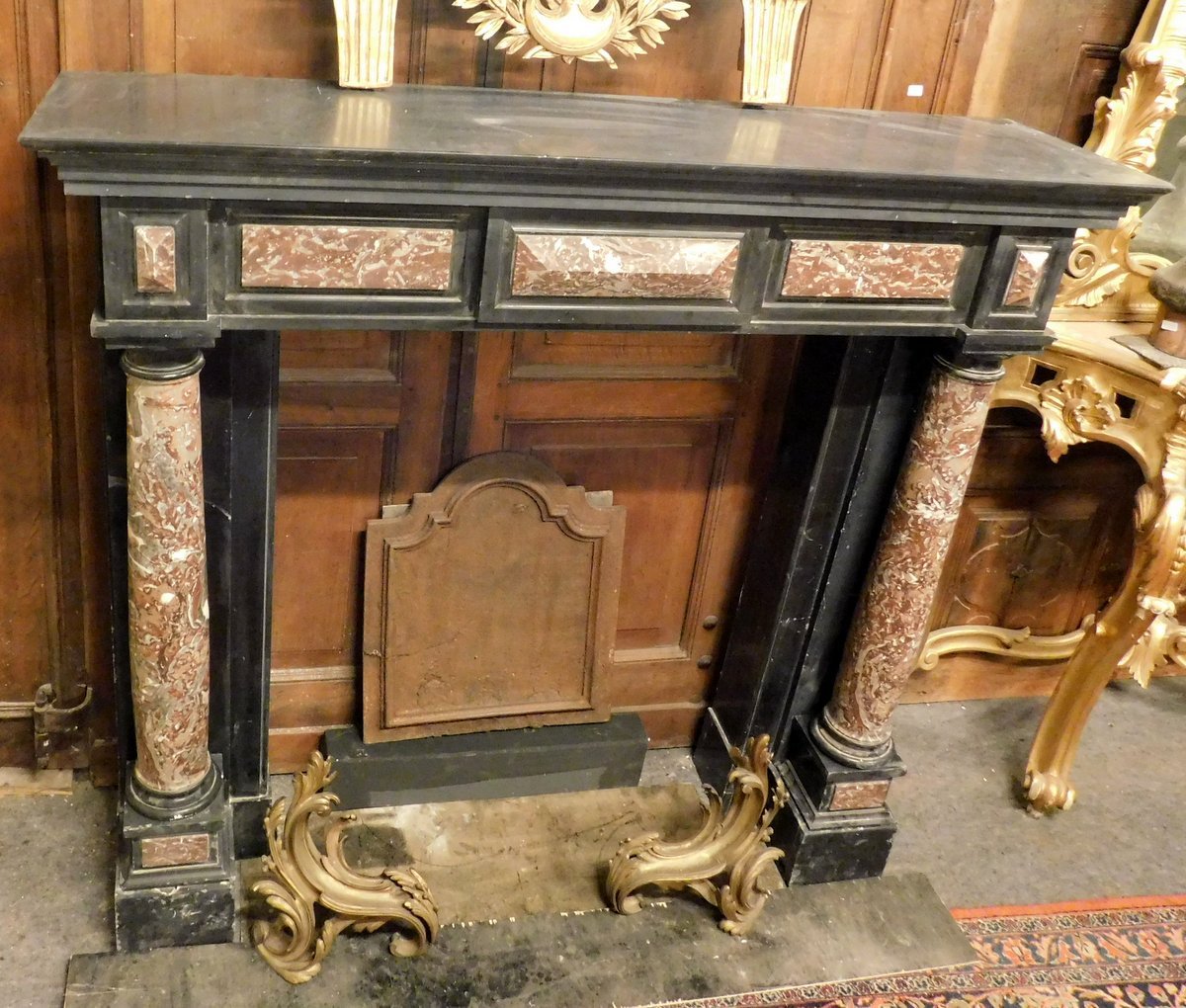 Black Marble Fireplace, 19th Century-photo-6