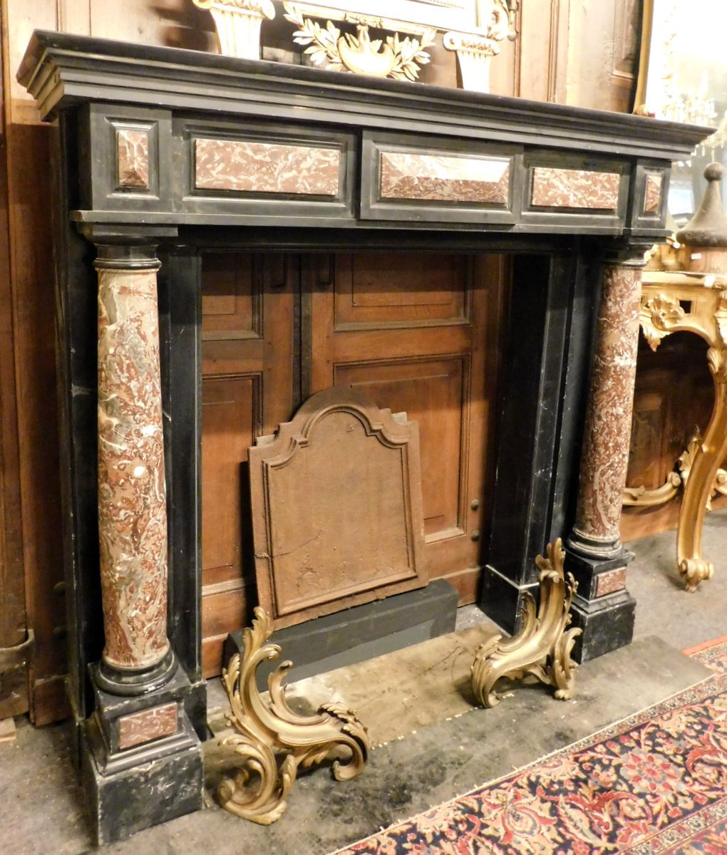 Black Marble Fireplace, 19th Century-photo-7