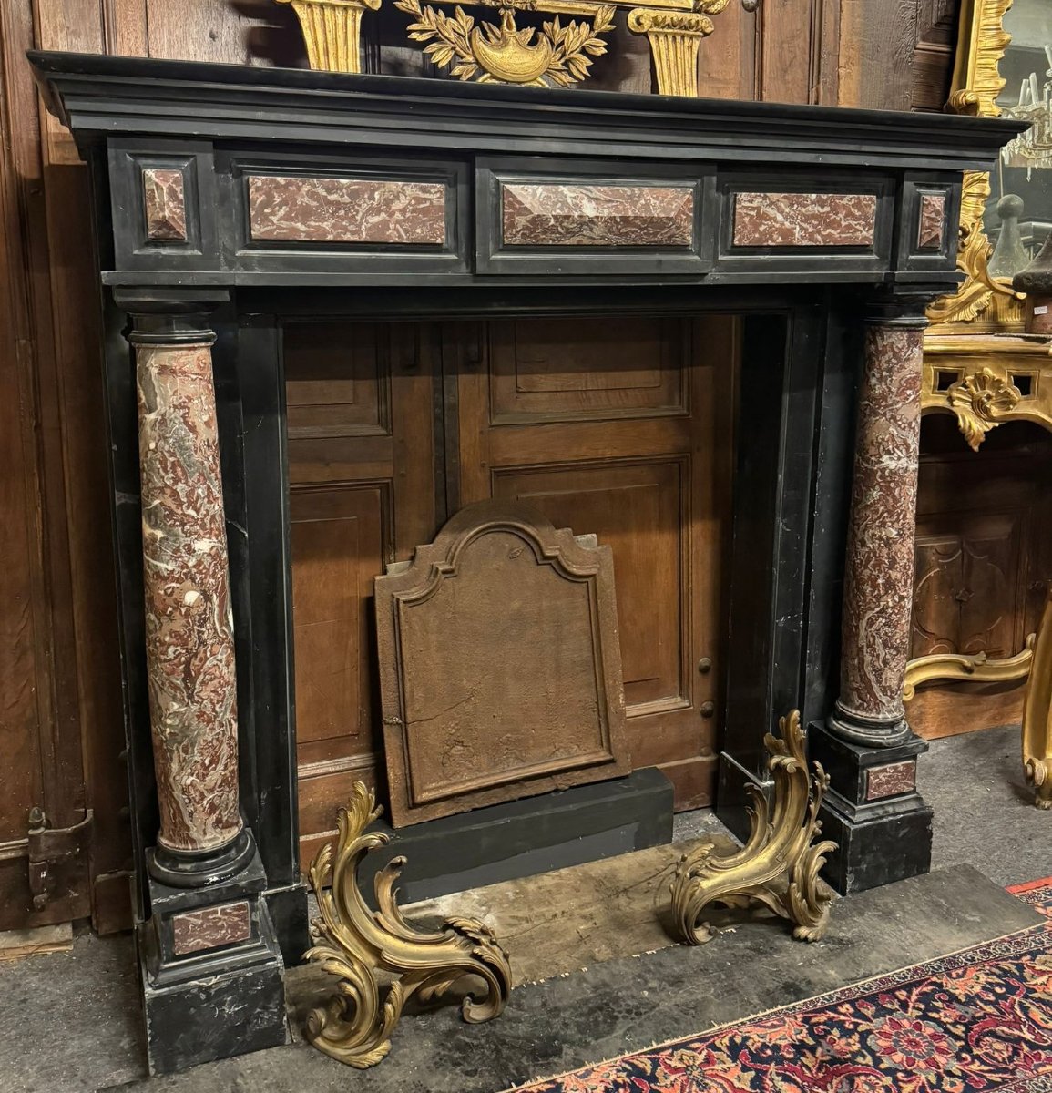 Black Marble Fireplace, 19th Century