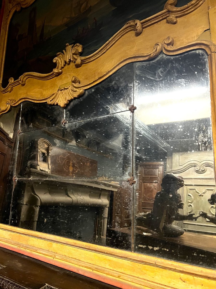 Wooden Mirror Above A Fireplace, 18th Century-photo-1