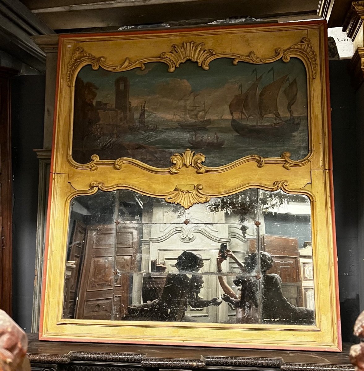 Wooden Mirror Above A Fireplace, 18th Century
