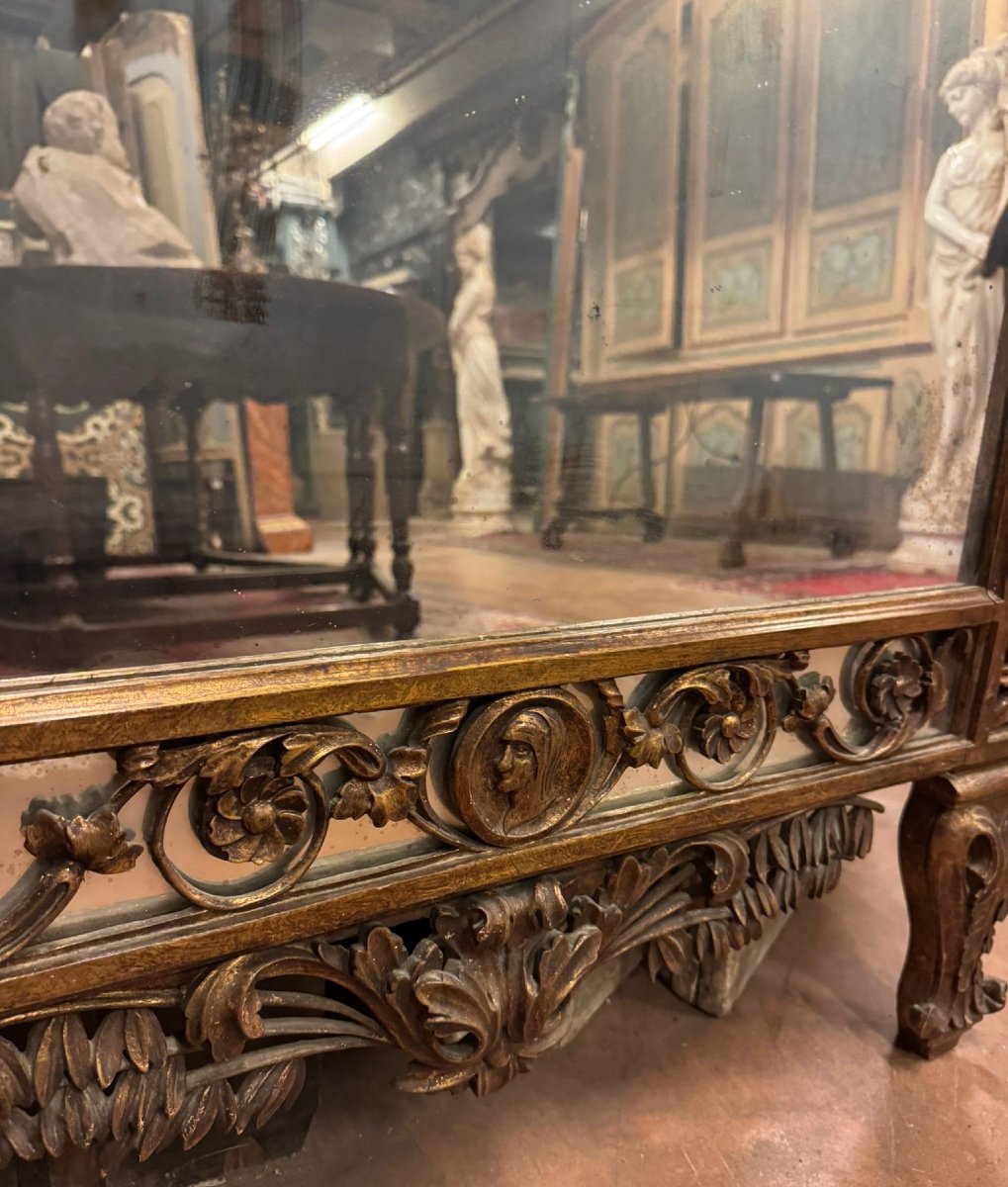 Miroir ancien en bois doré et sculpté, XVIIIe siècle-photo-4
